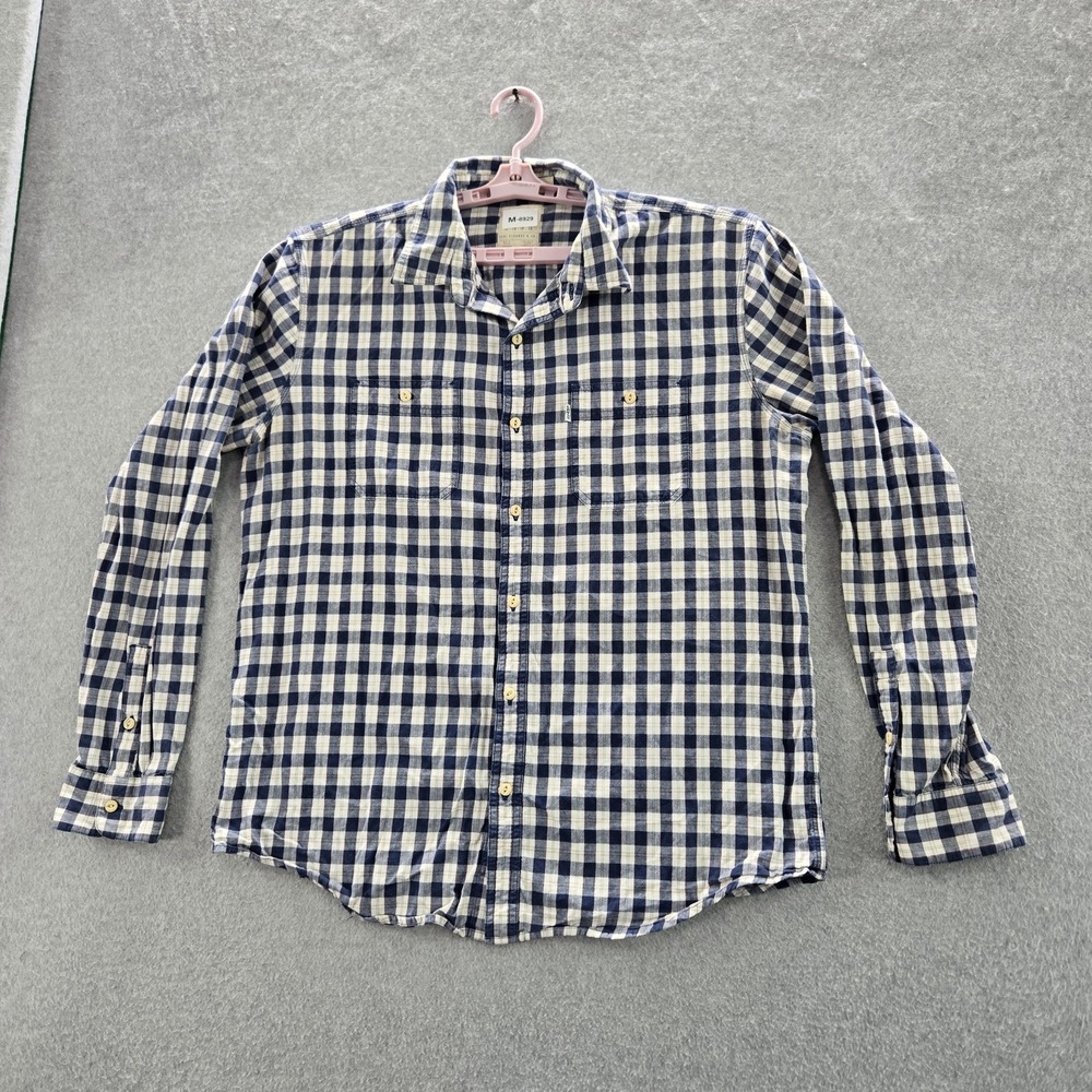 Levi's Men Button Up Shirt XL Navy Check‎ Long Sleeve